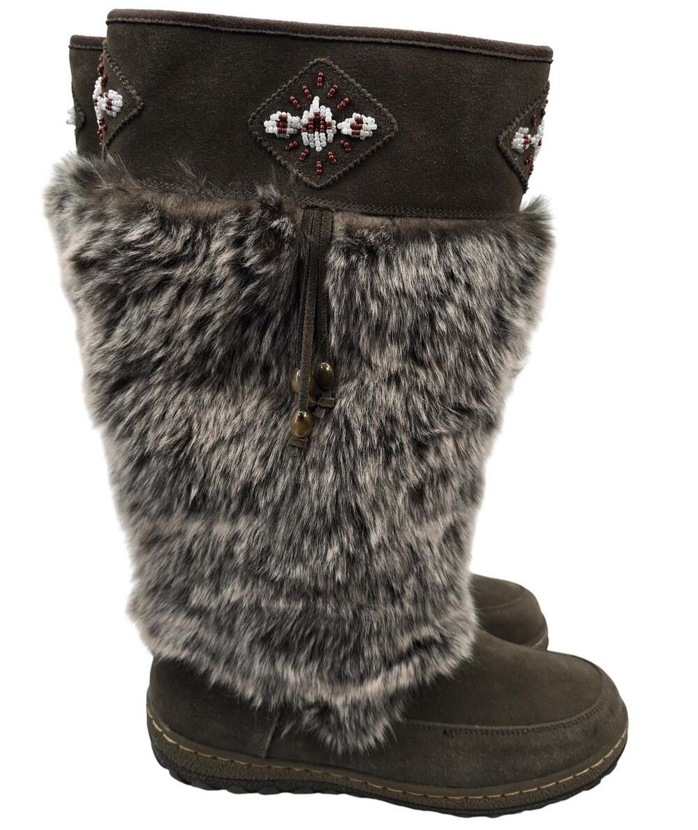 Wanderlust Brown Faux Fur Mid Calf Snow Boots Womens 8.5